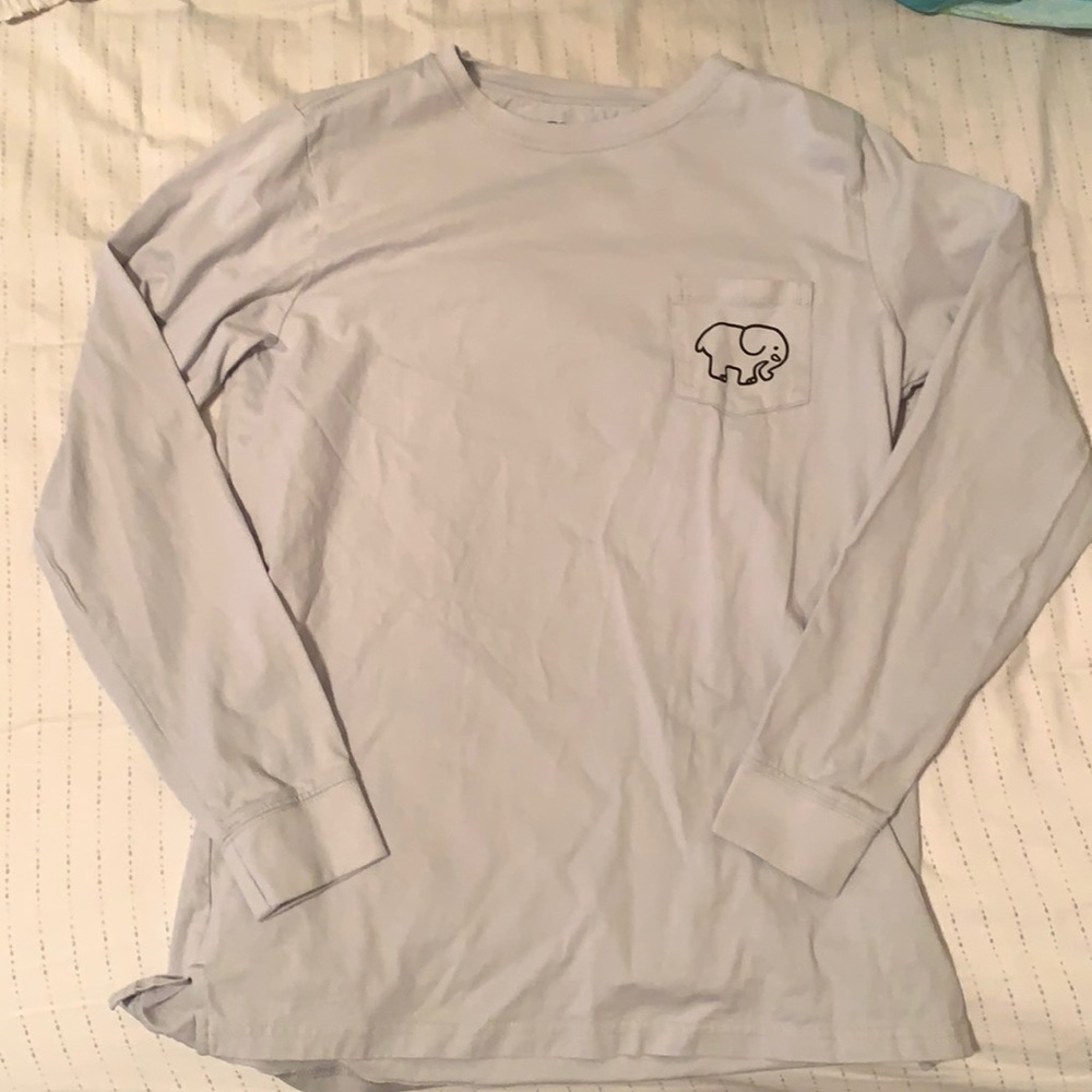Light grey, ivory ella “save the elephants” soccer long sleeve tee.